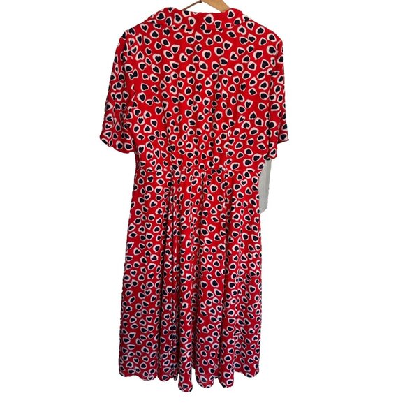 J CREW RED MIDI HEART SHIRT DRESS SZ 12 - Picture 4 of 11
